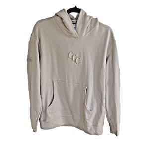 Adidas Adicross Beige Hoodie Golf Sweatshirt Front Embroidery & Back Print Sz M